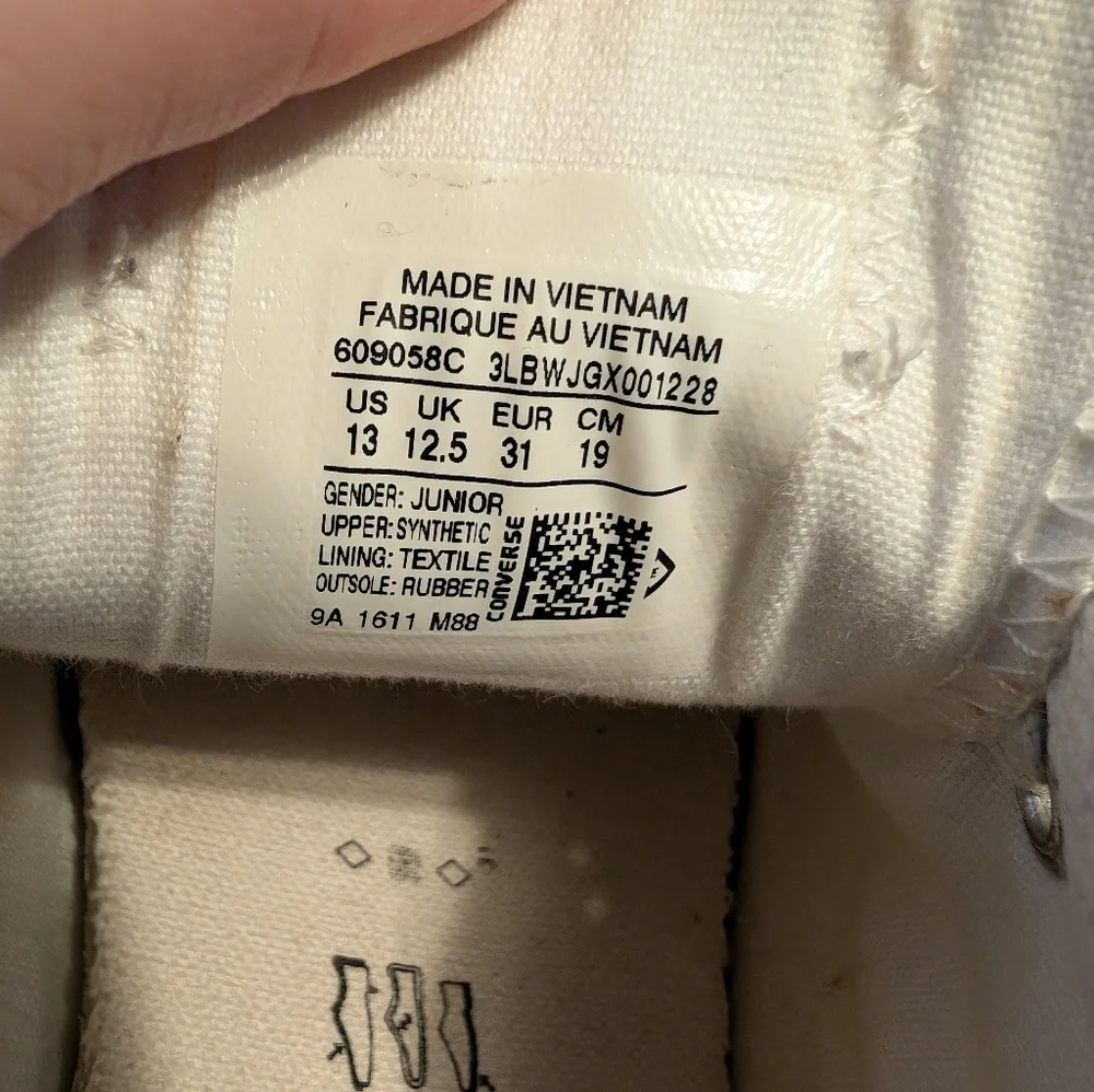 Converse All Star, Kids 13, White Leather, EUC